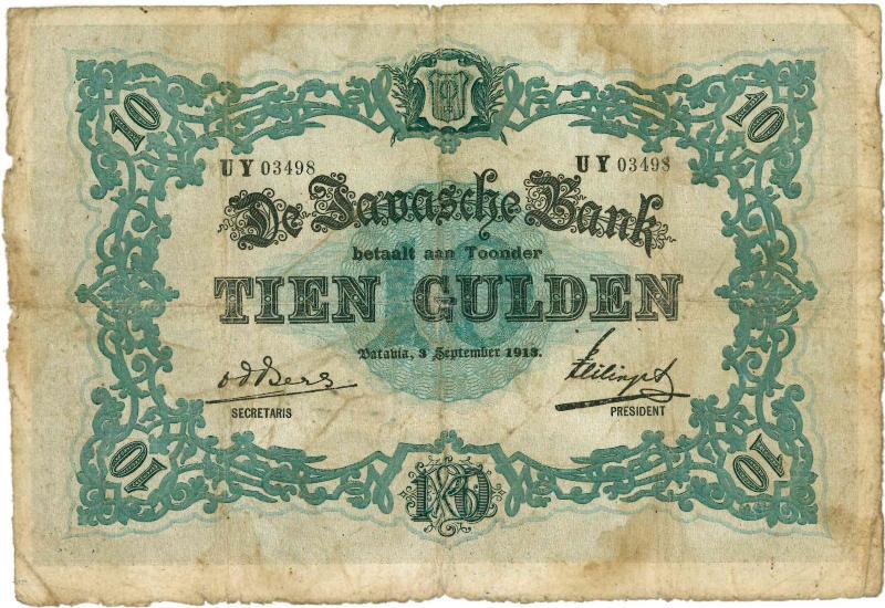 Nederlands-Indië. 10 gulden. Bankbiljet. Type 1896. - Zeer Fraai -.