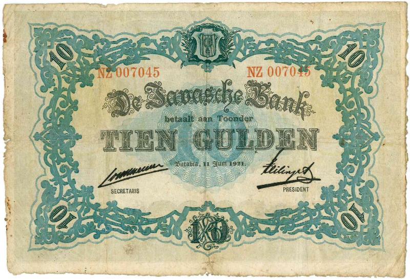 Nederlands-Indië. 10 gulden. Bankbiljet. Type 1896. - Zeer Fraai.