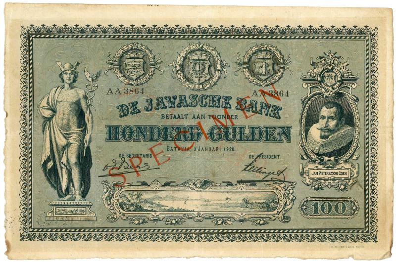 Nederlands-Indië. 100 gulden. Bankbiljet. Type 1897. - Zeer Fraai +.