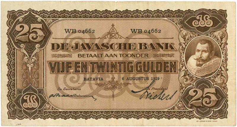 Nederlands-Indië. 25 gulden. Bankbiljet. Type 1924. - Zeer Fraai.