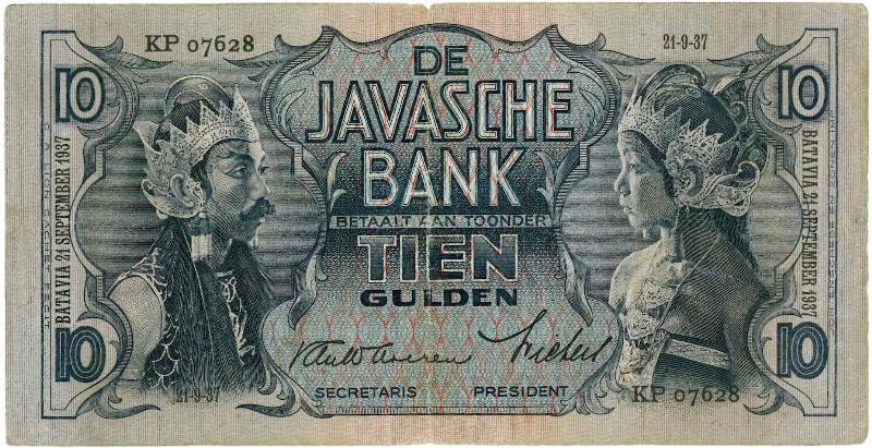 Nederlands-Indië. 10 gulden. Bankbiljet. Type 1933. - Zeer Fraai.