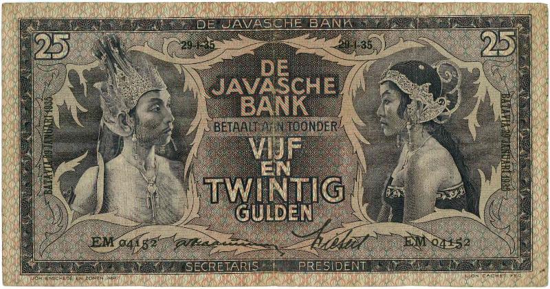 Nederlands-Indië. 25 gulden. Bankbiljet. Type 1933. - Zeer Fraai.