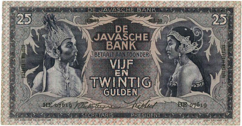 Nederlands-Indië. 25 gulden. Bankbiljet. Type 1933. - Zeer Fraai / Prachtig.