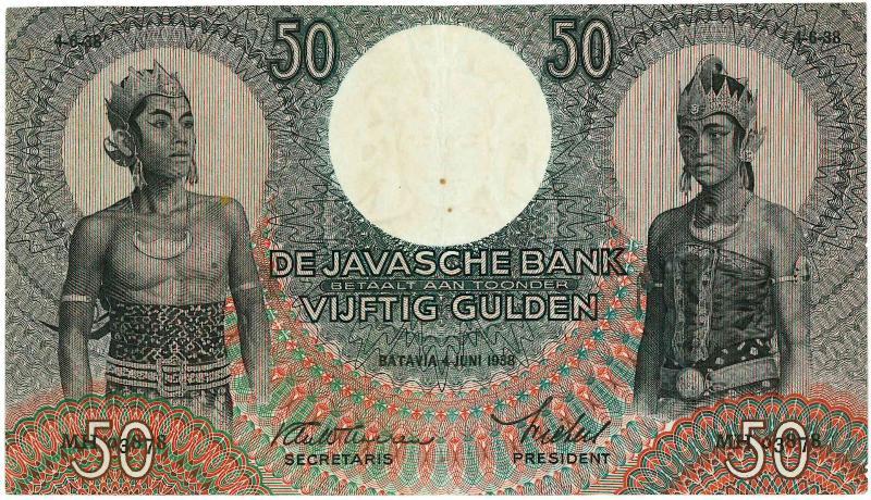 Nederlands-Indië. 50 gulden. Bankbiljet. Type 1933. - Zeer Fraai.