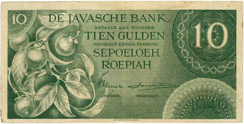 Nederlands-Indië. 10 gulden. Bankbiljet. Type 1946. - Zeer Fraai.