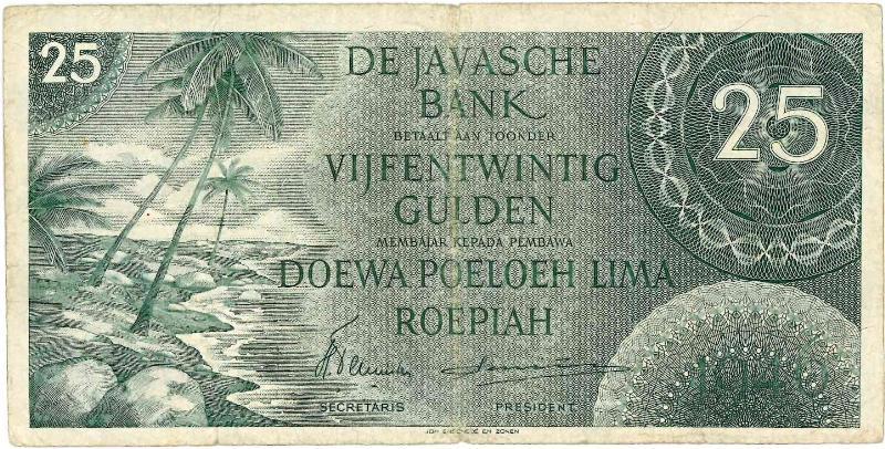 Nederlands-Indië. 25 gulden. Bankbiljet. Type 1946. - Zeer Fraai.