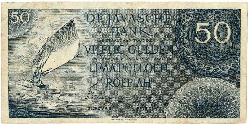 Nederlands-Indië. 50 gulden. Bankbiljet. Type 1946. - Zeer Fraai.