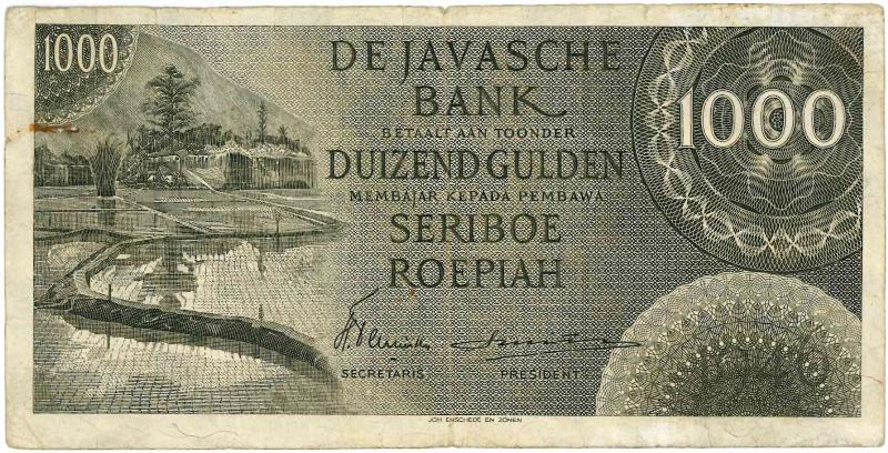 Nederlands-Indië. 1000 gulden. Bankbiljet. Type 1946. - Fraai / Zeer Fraai.