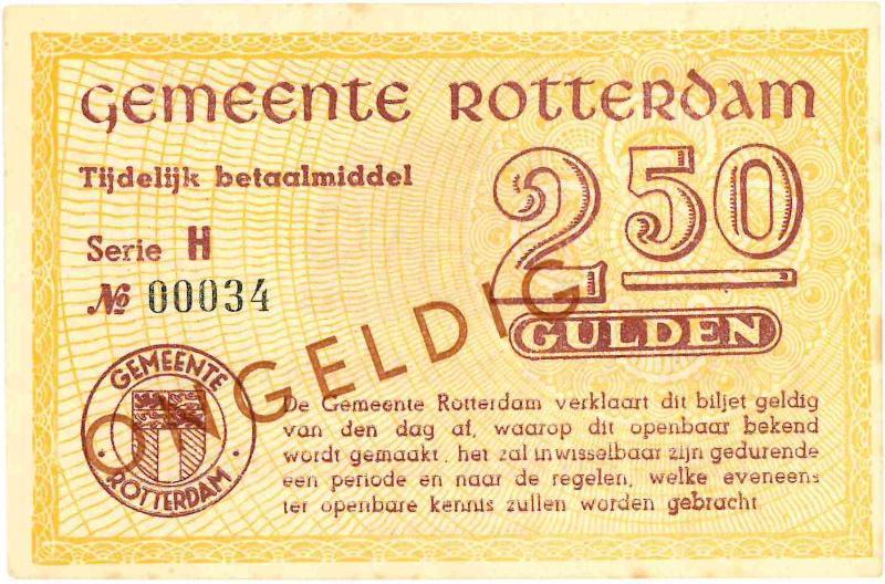 Noodgeld 2de WO. 2½ gulden. Rotterdam. Type 1940. - UNC.