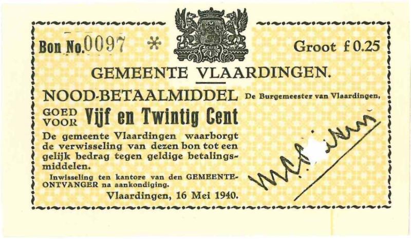 Noodgeld 2de WO. 2½ gulden. Vlaardingen. Type 1940. - UNC.