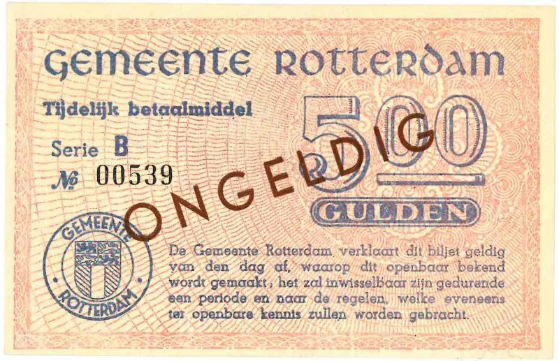 Noodgeld 2de WO. 5 gulden. Rotterdam. Type 1940. - UNC.
