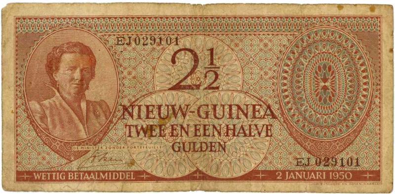 Nieuw-Guinea. 2½ gulden. Bankbiljet. Type 1950. - Fraai.