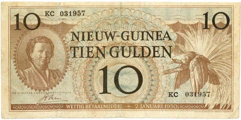 Nieuw-Guinea. 10 gulden. Bankbiljet. Type 1950. - Fraai +.