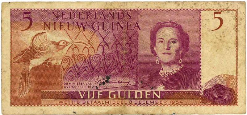 Nieuw-Guinea. 5 gulden. Bankbiljet. Type 1954. - Zeer Fraai -.