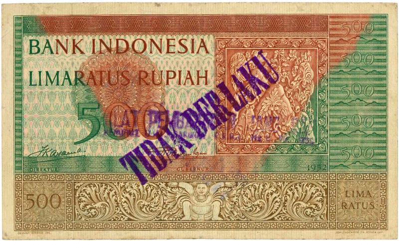 Indonesië. 500 rupiah. Bankbiljet. Type 1952. - Prachtig.