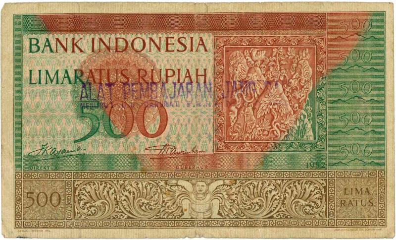 Indonesië. 500 rupiah. Bankbiljet. Type 1952. - Zeer Fraai.