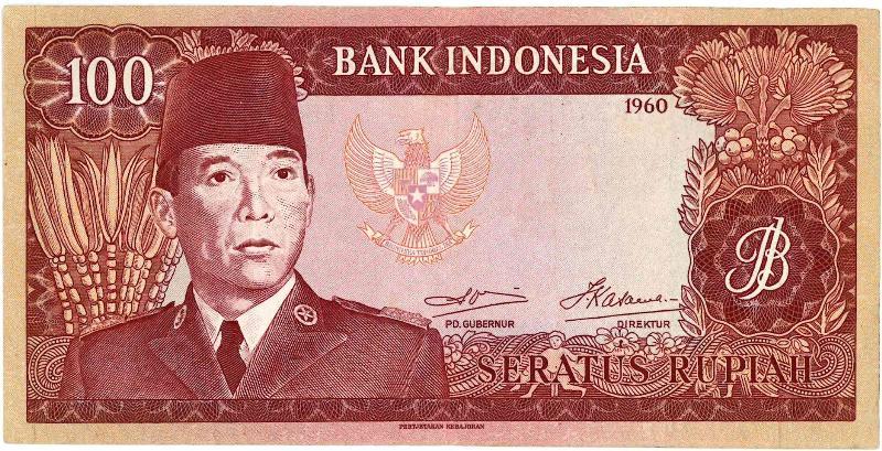 Indonesië. 100 rupiah. Bankbiljet. Type 1960. - Prachtig.