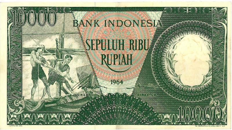 Indonesië. 10000 rupiah. Bankbiljet. Type 1964. - Prachtig.