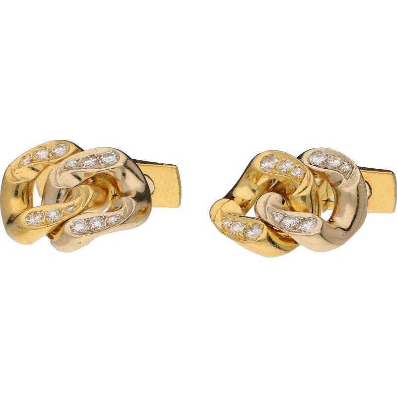 Geelgouden machetknopen met diamanten, 18k