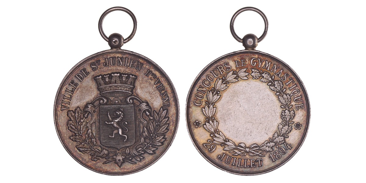 1894. France. Ville de Saint Junien hte Vienne. Price medal for gymnastics.