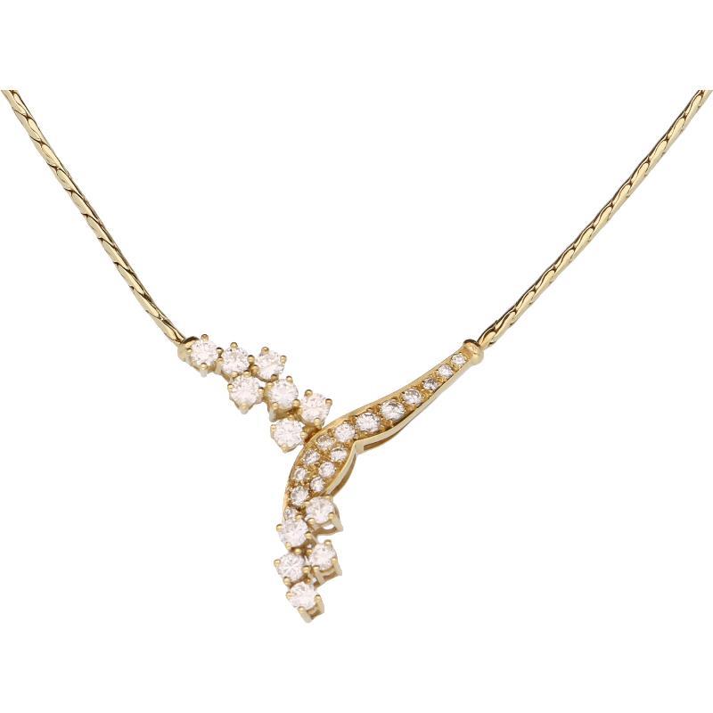 Geelgouden collier met diamanten, 14k