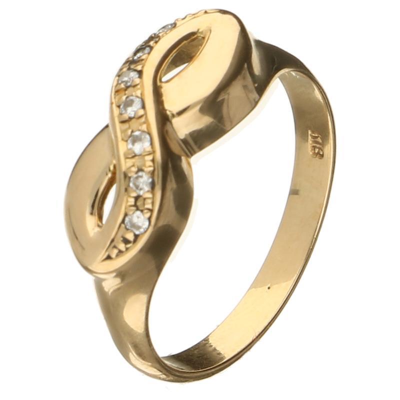 Geelgouden ring bezet met 7 briljant geslepen diamanten, 18 karaat.