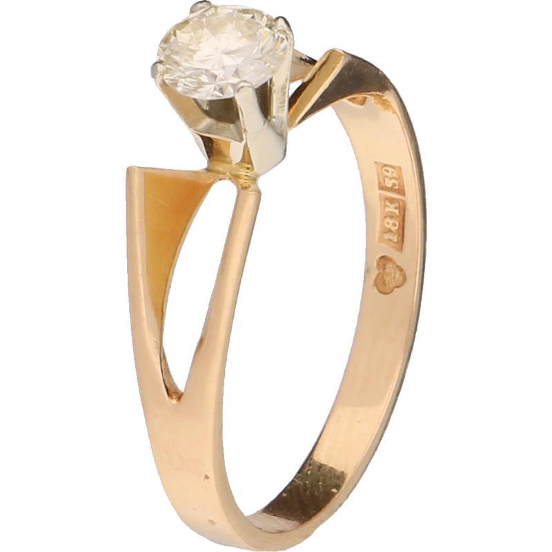 Geelgouden solitair ring, 18k