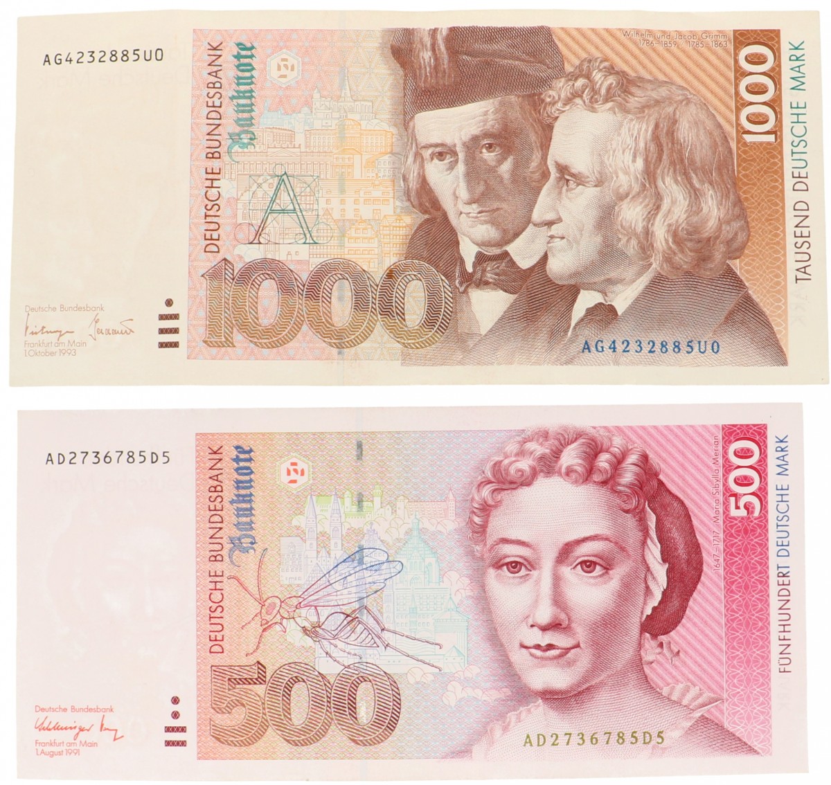 Germany 500 and 1000 mark Banknote Type 1991-1993 - Very fine