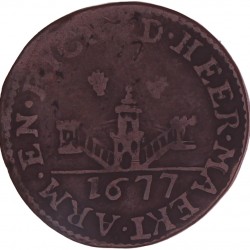 Zuidelijke Nederlanden. 1677. Antwerpen. Rekenpenning 'D Heer maekt arm en rijk'.