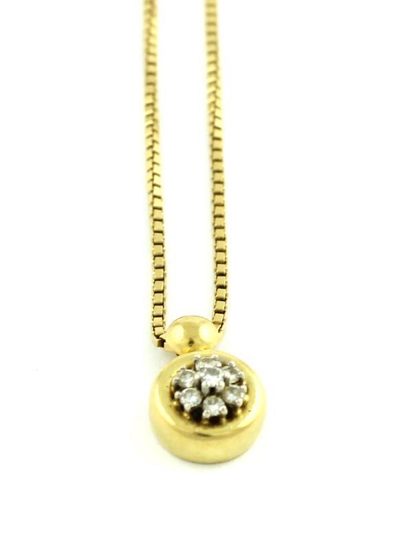 Geelgouden collier bezet met briljant geslepen diamanten, 18 karaat                                                                                                                                                                                            