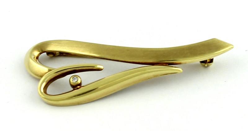Geelgouden broche bezet met briljant geslepen diamant, 14 karaat                                                                                                                                                                                               