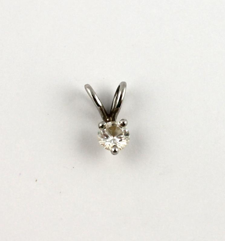 Witgouden hanger bezet met briljant geslepen diamant, 14 karaat                                                                                                                                                                                                