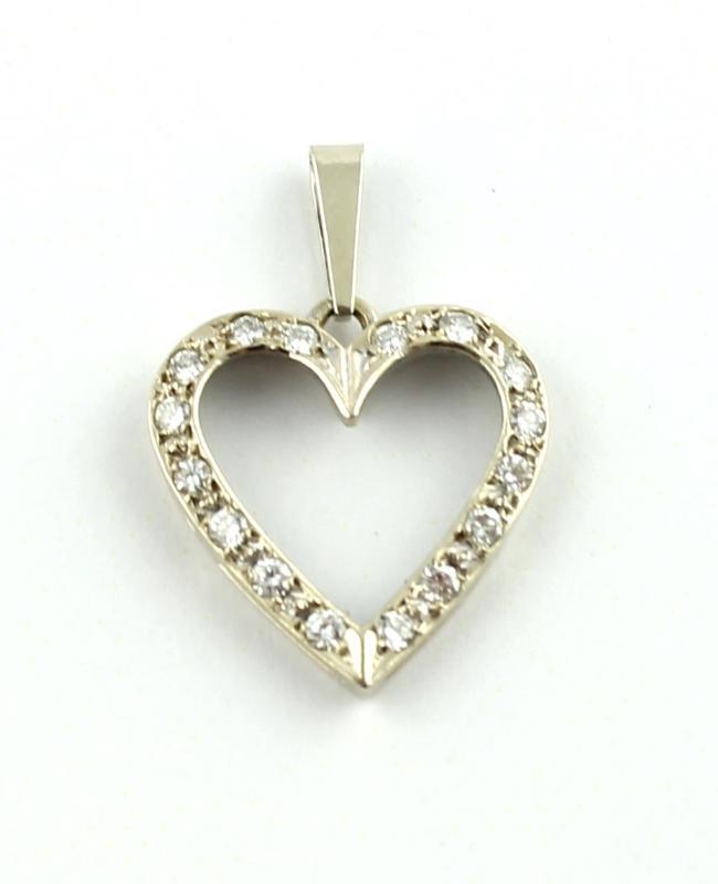 Witgouden hanger bezet met briljant geslepen diamanten, 14 karaat                                                                                                                                                                                              