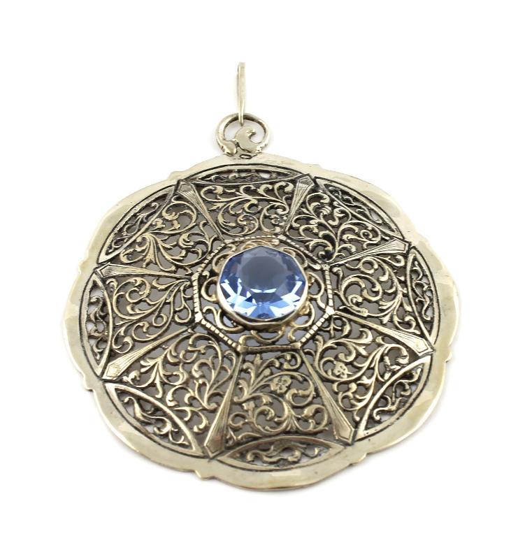 Zilveren Hanger Met Blauwe Siersteen                                                                                                                                                                                                                           