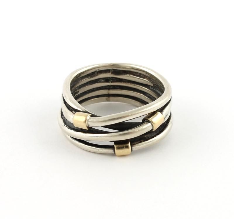 Zilveren Ring Met Gouden Bewerking                                                                                                                                                                                                                             