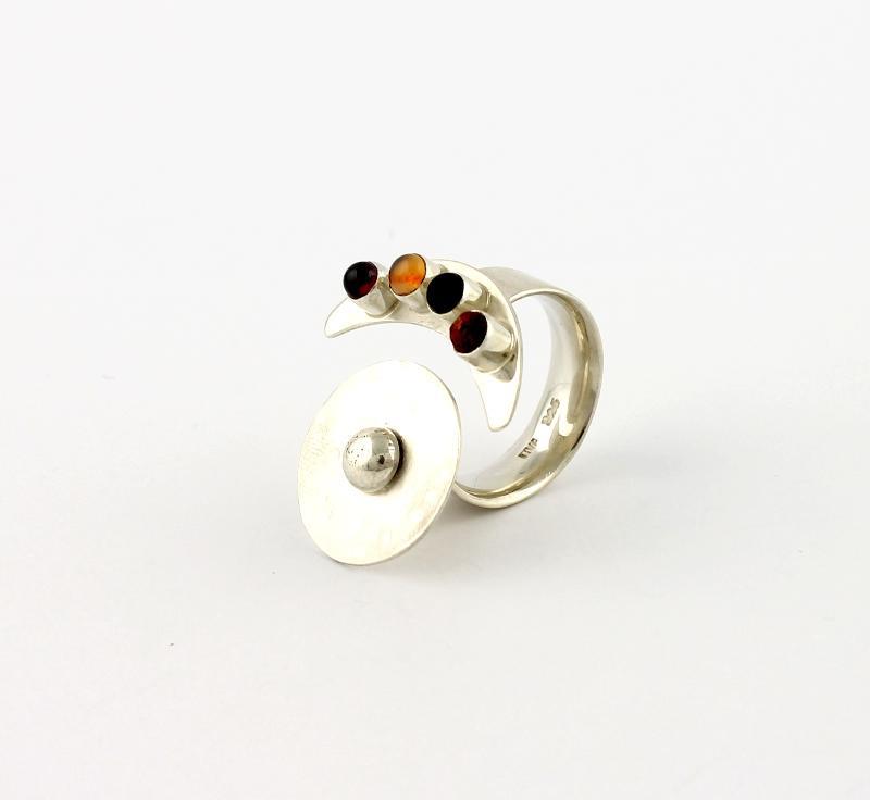 Zilveren Ring Met Zon en Maan                                                                                                                                                                                                                                  