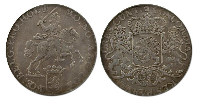 Dukaton of zilveren rijder Holland 1763. Zeer Fraai / Prachtig.                                                                                                                                                                                                