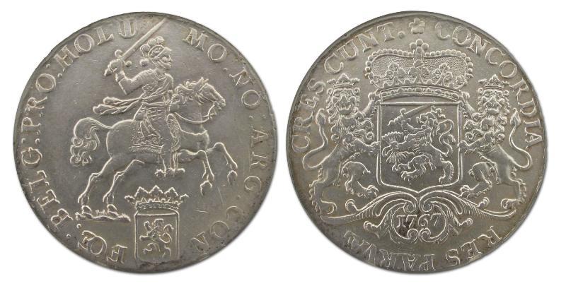Dukaton of zilveren rijder Holland 1767. Zeer Fraai / Prachtig.                                                                                                                                                                                                
