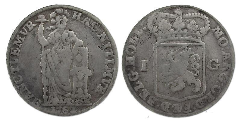 1 gulden Holland 1762. Fraai +.                                                                                                                                                                                                                                