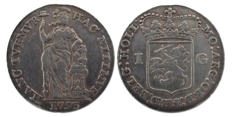 1 gulden Holland 1793. Zeer Fraai / Prachtig.                                                                                                                                                                                                                  