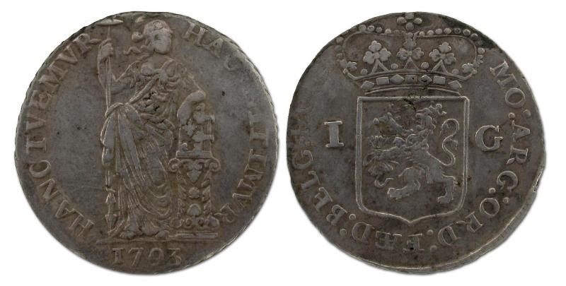 1 gulden Holland 1793. Fraai +.                                                                                                                                                                                                                                