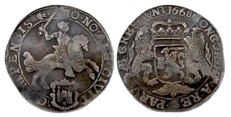 Dukaton of zilveren rijder Kampen 1668. Fraai / Zeer Fraai.                                                                                                                                                                                                    