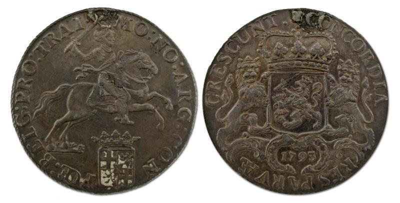Dukaton of zilveren rijder Utrecht 1793. Zeer Fraai / Prachtig (montage).                                                                                                                                                                                      