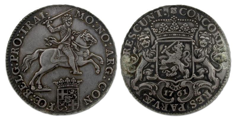 Halve dukaton of zilveren rijder Utrecht 1761. Prachtig -  (montage).                                                                                                                                                                                          