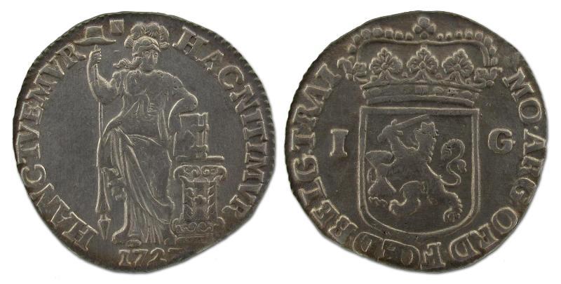 1 gulden  Utrecht 1727. Zeer Fraai.                                                                                                                                                                                                                            