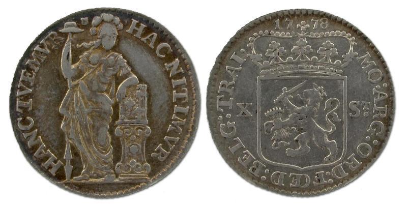 Halve gulden van 10 stuiver Utrecht 1778. Zeer Fraai +.                                                                                                                                                                                                        