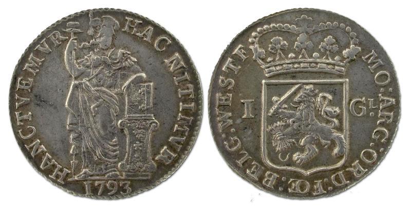 1 gulden  West Friesland 1793. Zeer Fraai / Prachtig.                                                                                                                                                                                                          