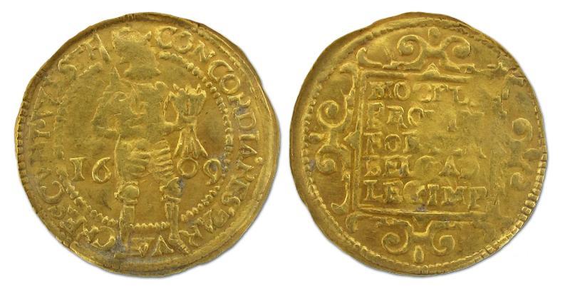 Gouden dukaat West Friesland 1609. Fraai / Zeer Fraai.                                                                                                                                                                                                         