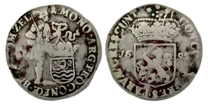 Zilveren dukaat Zeeland 1695. Zeer Goed / Fraai.                                                                                                                                                                                                               