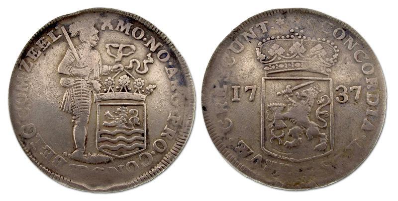 Zilveren dukaat Zeeland 1737. Fraai +                                                                                                                                                                                                                          